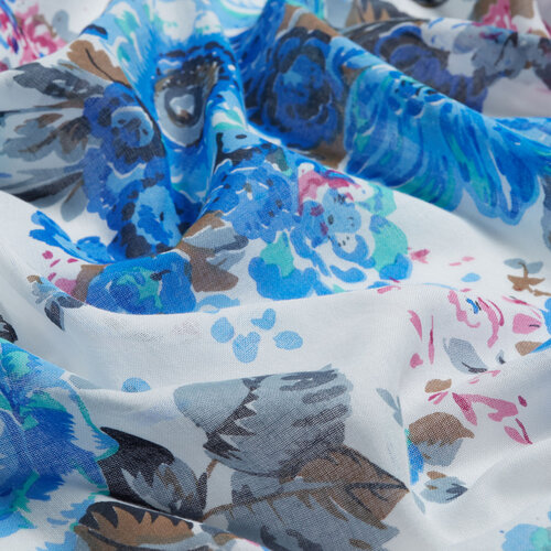 Ocean Blue Mountain Tulip Print Modal Cotton Scarf