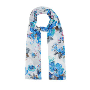 Ocean Blue Mountain Tulip Print Modal Cotton Scarf - Thumbnail