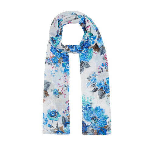 Ocean Blue Mountain Tulip Print Modal Cotton Scarf