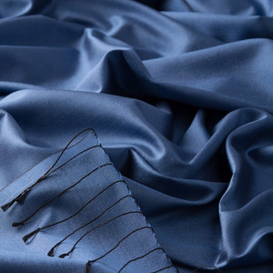 Ocean Blue Plain Silk Scarf - Thumbnail