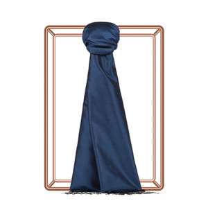 Ocean Blue Plain Silk Scarf - Thumbnail