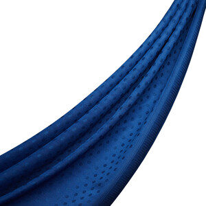 Ocean Blue Polka Wool Silk Scarf - Thumbnail