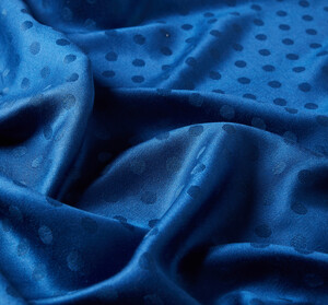 Ocean Blue Polka Wool Silk Scarf - Thumbnail