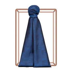 Ocean Blue Qufi Pattern Silk Scarf - Thumbnail