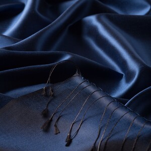 Ocean Blue Reversible Silk Neck Scarf - Thumbnail