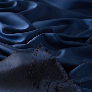 Ocean Blue Reversible Silk Scarf - Thumbnail