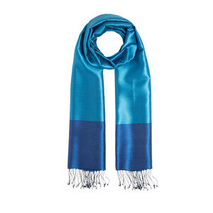 Ocean Blue Reversible Silk Scarf - Thumbnail