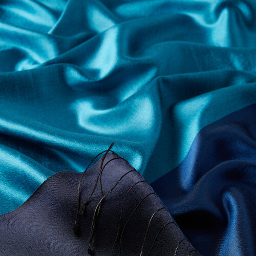 Ocean Blue Reversible Silk Scarf