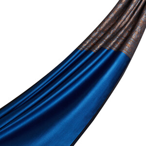 Ocean Blue Jacquard Hand Woven Prime Silk Scarf - Thumbnail