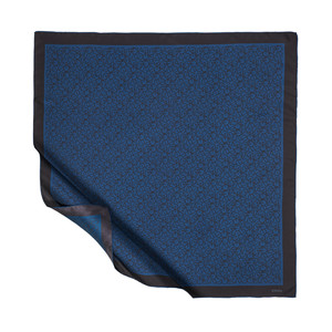 Ocean Blue Typo Monogram Silk Twill Scarf - Thumbnail