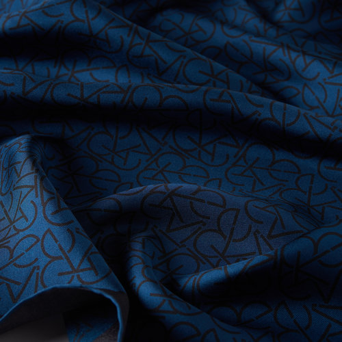 Ocean Blue Typo Monogram Silk Twill Scarf