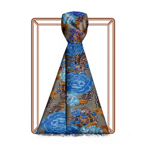 Oil Green Blue Nevbahar Print Silk Scarf