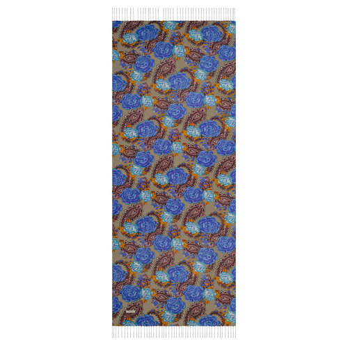 Oil Green Blue Nevbahar Print Silk Scarf