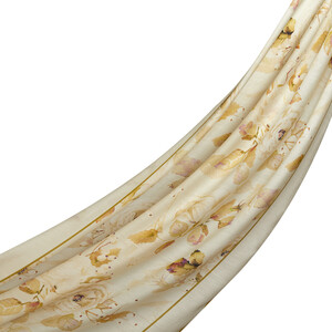 Oil Green Camellia Cotton Rayon Scarf - Thumbnail