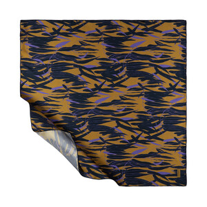Oil Green Dark Garden Print Silk Twill Scarf - Thumbnail