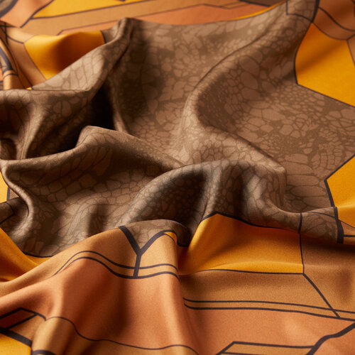 Oil Green Light Beam Twill Silk Scarf