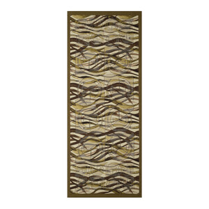 Oil Green Mono Wave Print Tencel Scarf - Thumbnail