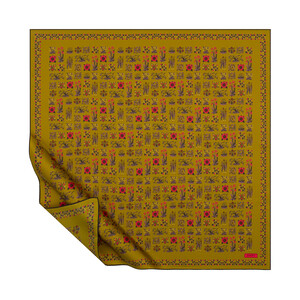 ipekevi - Oil Green Mosaic Twill Silk Scarf