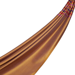 Oil Green Thin Striped Silk Scarf - Thumbnail