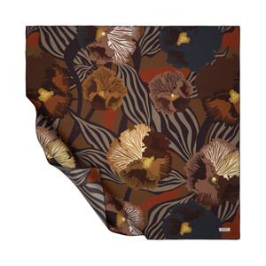 ipekevi - Oil Green Violet Patterned Twill Silk Scarf