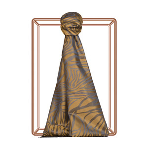 Oil Green Zebra Jacquard Silk Scarf - Thumbnail