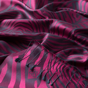 Oleander Pink Zebra Jacquard Silk Scarf - Thumbnail