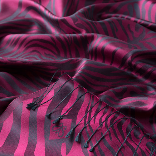 Oleander Pink Zebra Jacquard Silk Scarf