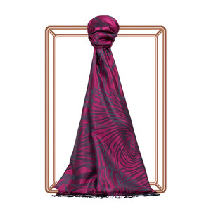 Oleander Pink Zebra Jacquard Silk Scarf - Thumbnail