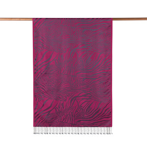 ipekevi - Oleander Pink Zebra Jacquard Silk Scarf (1)