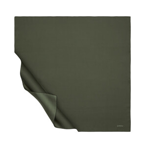 Olive Plain Silk Twill Scarf - Thumbnail