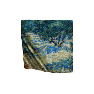 Olive Trees Satin Silk Pocket Square - Thumbnail