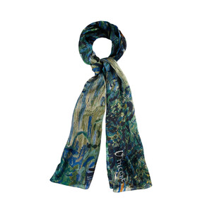 Olive Trees Satin Silk Scarf - Thumbnail