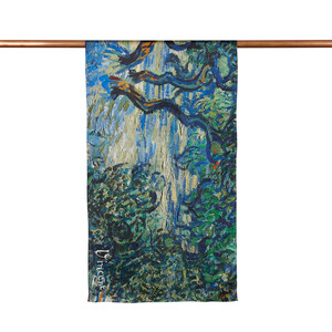 Olive Trees Satin Silk Scarf - Thumbnail