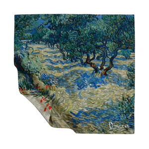 Olive Trees Twill Silk Scarf - Thumbnail