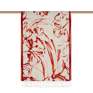 ipekevi - Orange Ambiance Print Silk Shawl (1)