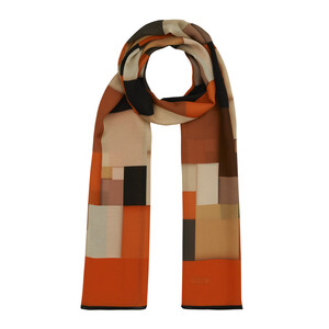 ipekevi - Orange Black Lego Print Cotton Rayon Scarf (1)