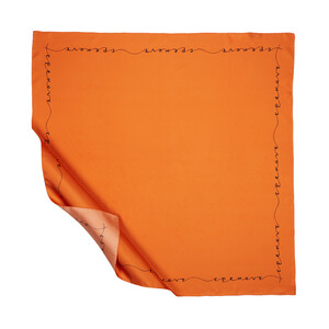 Orange Black Signature Silk Twill Scarf - Thumbnail