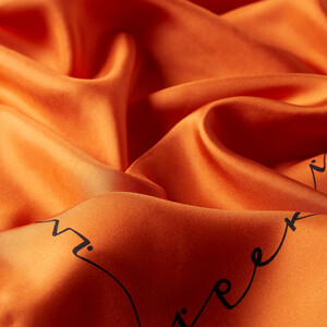 Orange Black Signature Silk Twill Scarf - Thumbnail