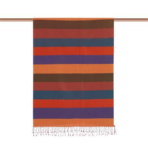 Orange Block Striped Reversible Silk Scarf