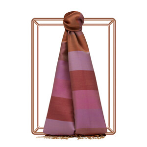 ipekevi - Orange Block Striped Reversible Silk Scarf (1)