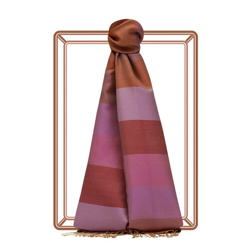 Orange Block Striped Reversible Silk Scarf