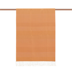 Orange Block Striped Reversible Silk Scarf - Thumbnail