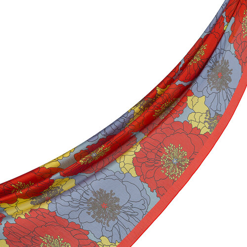 Orange Blue Hydrangea Print Tencel Scarf