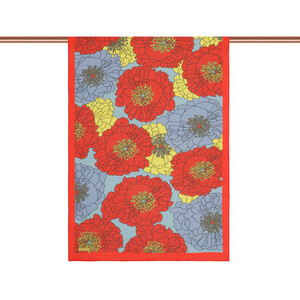 ipekevi - Orange Blue Hydrangea Print Tencel Scarf (1)