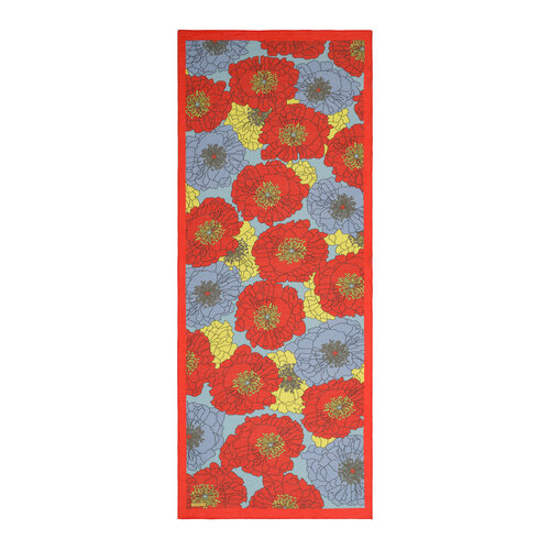 Orange Blue Hydrangea Print Tencel Scarf