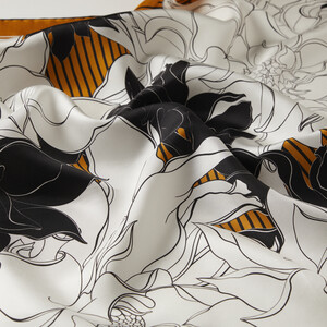 Orange Charcoal Twill Silk Scarf - Thumbnail