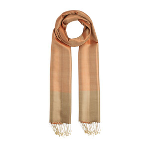 Orange Copper Reversible Silk Scarf - Thumbnail