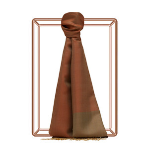 Orange Copper Reversible Silk Scarf - Thumbnail