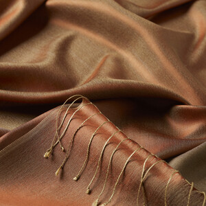 Orange Copper Reversible Silk Scarf - Thumbnail
