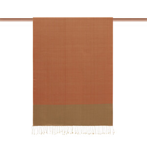 Orange Copper Reversible Silk Scarf - Thumbnail